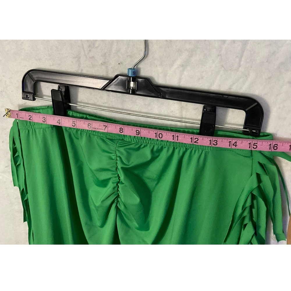 SHEIN Curve 2 Piece Skirt Set Womens 0XL Green Fringe Crop Top Midi Skirt Co-ord - Picture 5 of 11
